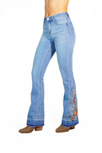 Daisy Embroidered Release Hem Bootcut Jeans