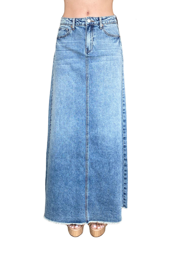 Women's Casual High Waisted Denim Maxi Skirt Split Front Asymmetrical Raw  Trim Long Jean Skirts Y2k Streetwear - Walmart.com
