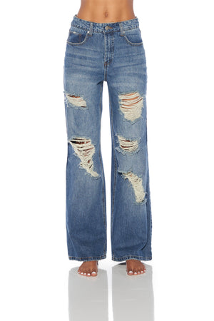 Madison High Waisted BAGGY Loose Fitting Jean in Carla Wash